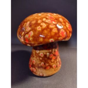 Vtg MCM Arnels Mushroom Brown Orange Drip Glaze Salt Pepper Cheese Shaker 1970s
